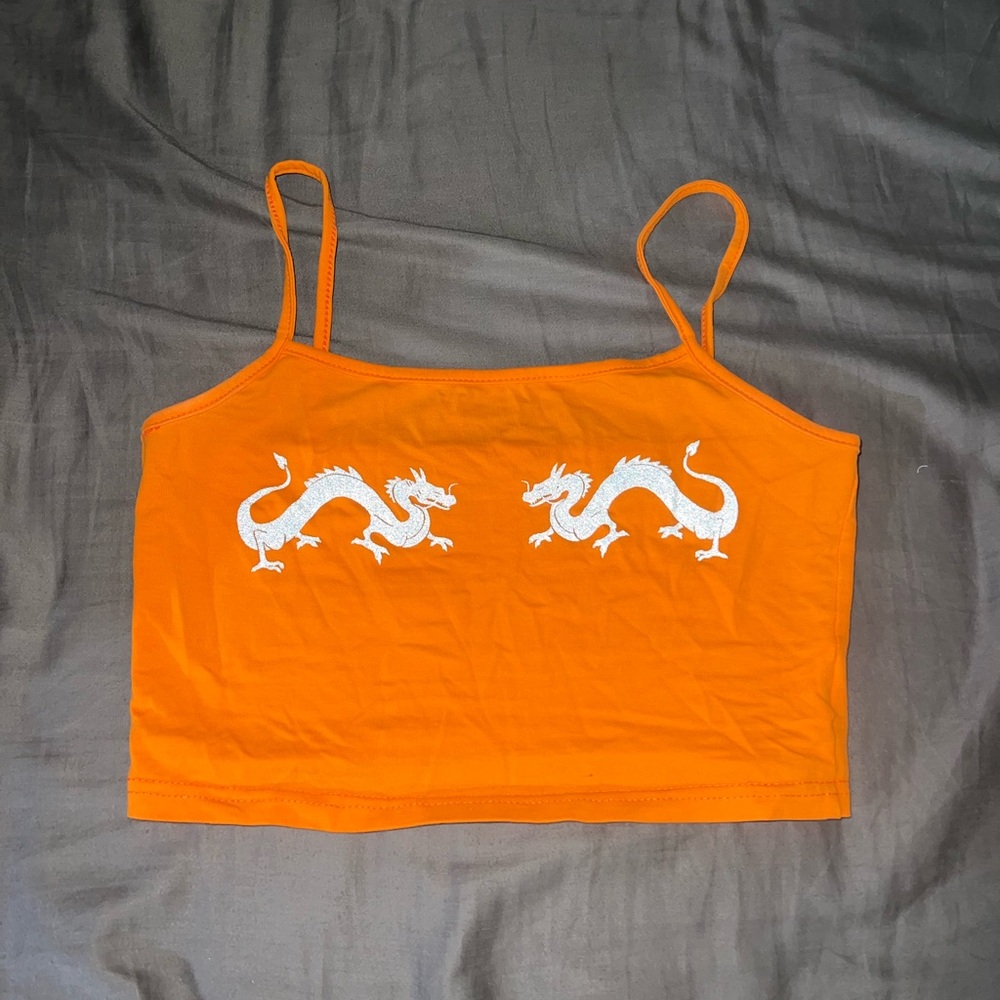 XS ORANGE REFLECTIVE CROPPED TOP
